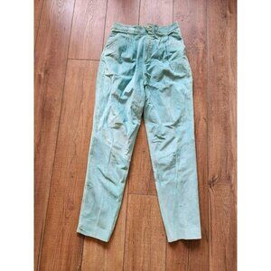 Vintage 80s Turquoise‎ Green Suede Leather Pants